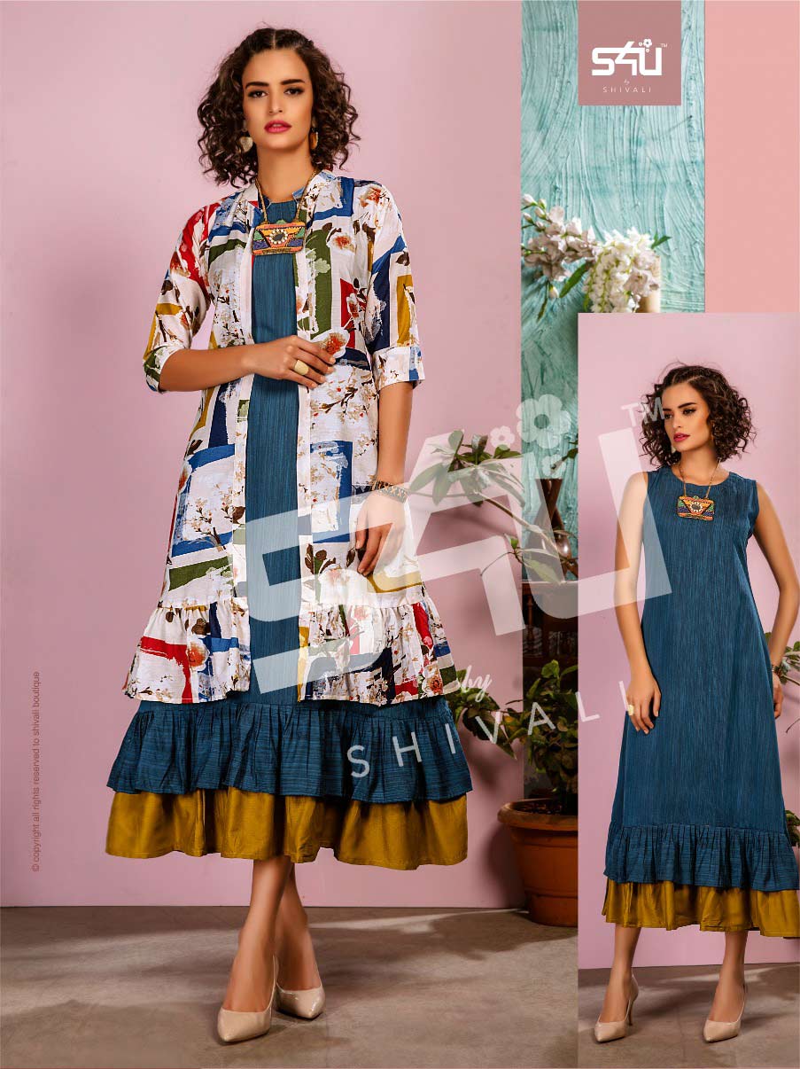 S4u Hello Jackets Vol 4 Designer Fancy Kurtis With Jacket S4u Hello Jackets Vol 4 Designer Fancy Kurtis With Jacket